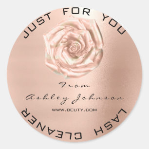 Name Beauty Salon Rose Pink Gold Lash Cleaner Runder Aufkleber