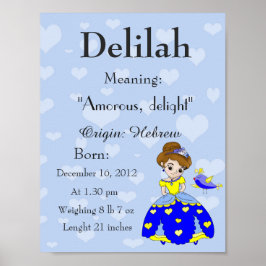 Name bedeutet Keepake Kinderzimmer Delilah Poster