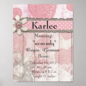 Name bedeutet Keepake Kinderzimmer Karlee Poster (Vorne)