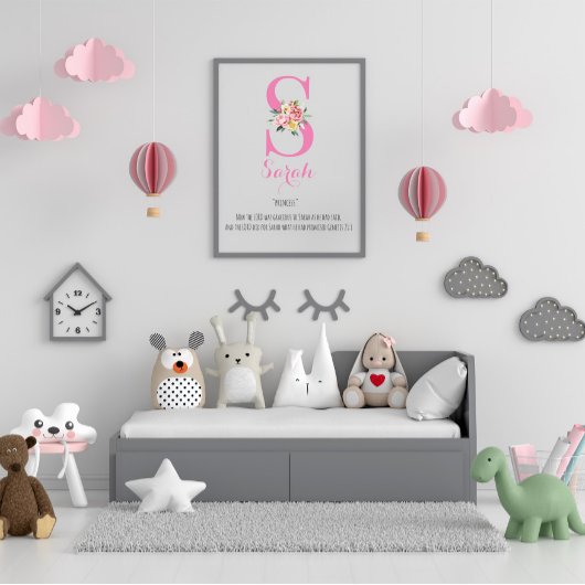 Name bedeutet Monogramm Aquarellfarbe Blume Poster