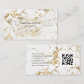 Name & Beruf, QR-Code, weißes und goldenes Marmor Visitenkarte (Vorne/Hinten)