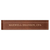 Name beruflich Leather Brown Namensplakette (Vorderseite)