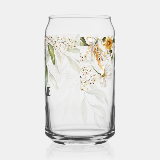 Name, bezaubernder weißer Goldblumentropfen Dosenglas (Links)