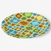 Name & Beziehung Geburtsdatum Orange & Grün hinzuf Pappteller (Schrägansicht)