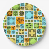 Name & Beziehung Geburtsdatum Orange & Grün hinzuf Pappteller (Vorderseite)