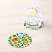 Name & Beziehung Geburtsdatum Orange & Grün hinzuf Runder Pappuntersetzer (Vor Ort)