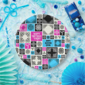 Name & Beziehung hinzufügen Geburtstag Magenta & B Pappteller (Party)