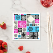 Name & Beziehung hinzufügen Geburtstag Magenta & B Serviette (Beispiel)