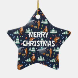 NAME - Big Foot, Außerirdischen & Rentier Weihnach Keramik Ornament