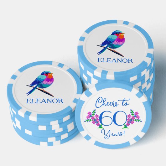 Name Birdie Vergiss mich Nicht Blume 60. Geburtsta Pokerchips (Stapel)