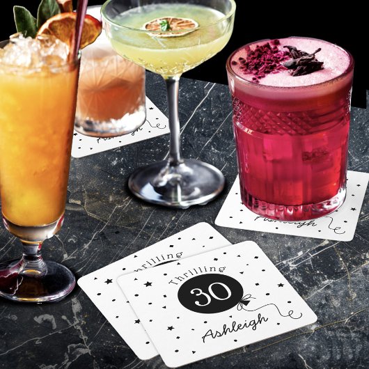 Name Birthday Birthday Rechteckiger Pappuntersetzer