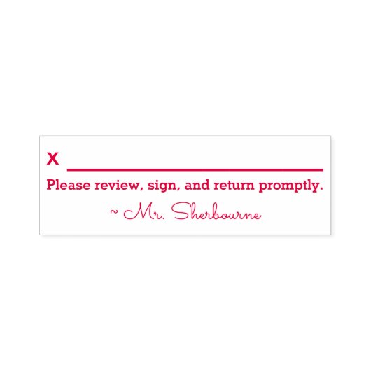 Name + "Bitte überprüfen, unterschreiben und umgeh Permastempel (Design)