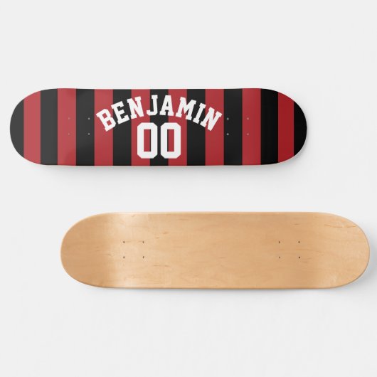 Name: Black and Red Rugby Jersey Streifen Skateboard (Horizontal)
