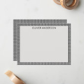 Name || Black and White Houndstooth Check Frame Mitteilungskarte (Vorderseite/Rückseite Beispiel)