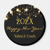 Name, Black & Gold Happy New Year 2.25-in-Gunst Magnet (Vorne)
