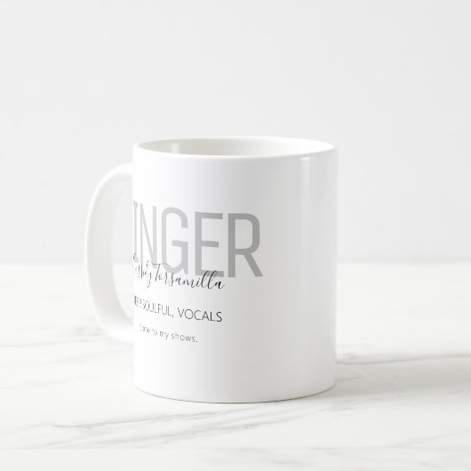 Name Black Gray Singer Kaffeetasse (Vorderseite Links)