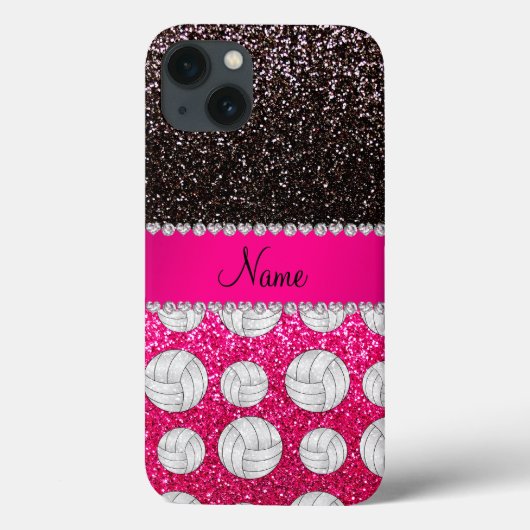 Name Black Neon Hot Pink Glitzer Volleyballs Case-Mate iPhone Hülle (Rückseite)