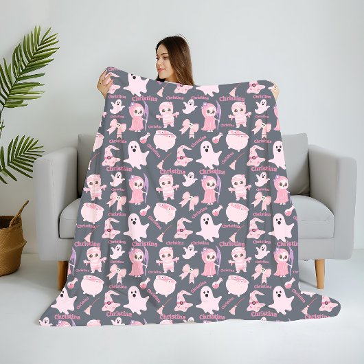 Name Blanket Pink Niedlich Halloween Fleecedecke