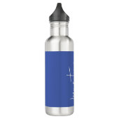 Name Blau Elegant Schlicht Einfache Kalligraphie Edelstahlflasche (Links)