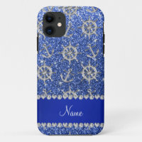 Name Blau Glitzer Silber Anker Schiff Rad