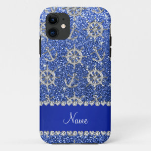 Name Blau Glitzer Silber Anker Schiff Rad Case-Mate iPhone Hülle
