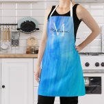 Name blau schürze<br><div class="desc">Diese stilvolle Schürze ist mit einem stimmungsvollen Design in Blau- und Türkistönen dekoriert. Einfach mit Ihrem Namen und Monogramm anpassbar. Verwenden Sie die Option Weitere anpassen, um die Textgröße, den Stil oder die Farbe zu ändern, wenn Sie möchten.</div>