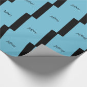 Name Blau und schwarz Streifen Geschenkpapier (Ecke)