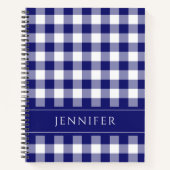 Name Blau & Weiß Gingham Prüfmuster Editor Notizblock (Vorderseite)