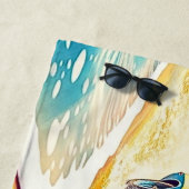 Name, blaue Muskelwagen auf Sandy Strandtuch (Beispiel)