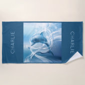 Name-blaues DelphinBadetuch Strandtuch (Vorderseite)