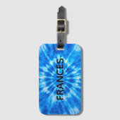 Name Blaues Tie Dye Gepäckanhänger (Vorderseite Vertikal)