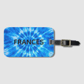 Name Blaues Tie Dye Gepäckanhänger (Vorderseite (Horizontal))