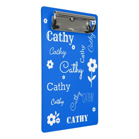 Name-blaues und weißes Miniklemmbrett Mini Klemmbrett (Schrägansicht)