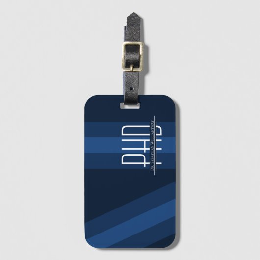Name Blue Abschluss PhD Gepäckanhänger (Vorderseite Vertikal)