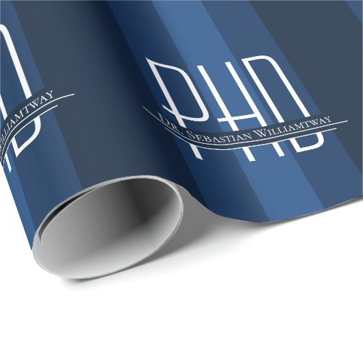 Name Blue Abschluss PhD Geschenkpapier (Rolleneckpunkt)