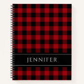 Name Blue & Black Karos Kariert Gingham Pattern Ni Notizblock (Vorderseite)