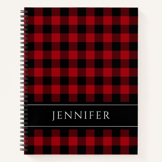 Name Blue & Black Karos Kariert Gingham Pattern Ni Notizblock (Vorderseite)