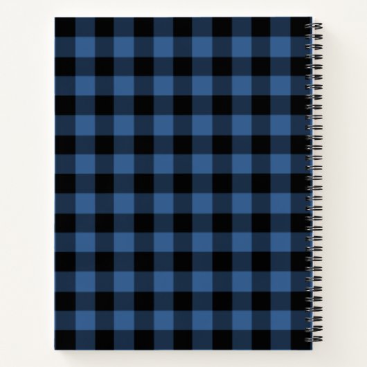 Name Blue & Black Karos Kariert Gingham Pattern Ni Notizblock (Rückseite)