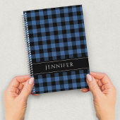 Name Blue & Black Karos Kariert Gingham Pattern Ni Notizblock