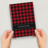 Name Blue & Black Karos Kariert Gingham Pattern Ni Notizblock