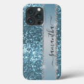 Name Blue Diamond Glitzer Look Case-Mate iPhone Hülle (Rückseite)