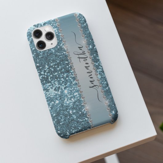 Name Blue Diamond Glitzer Look Case-Mate iPhone Hülle