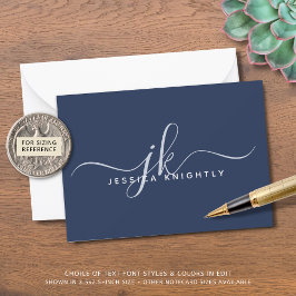 Name Blue für die Initials für das Monogramm für E Mitteilungskarte