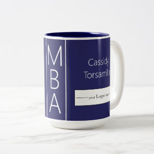 Name Blue MBA Logo für den Studienabschluss Zweifarbige Tasse