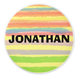 NAME Blue Orange Green Stripes Keramik Knoblauch Keramikknauf