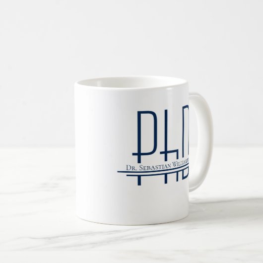 Name Blue PhD-Abschluss Kaffeetasse (VorderseiteRechts)