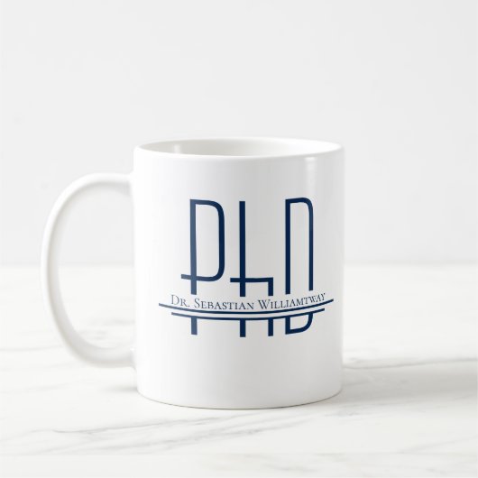 Name Blue PhD-Abschluss Kaffeetasse (Links)
