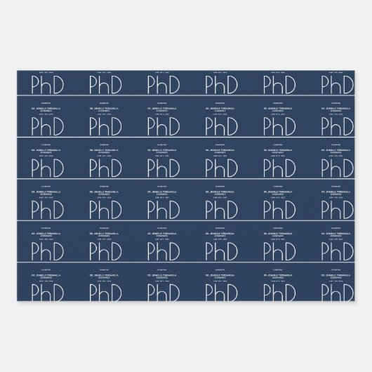 Name Blue PhD Graduation Party Geschenkpapier Set (Vorderseite 2)