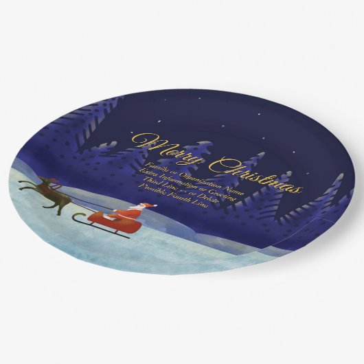 Name Blue Santa 9" hinzufügen Pappteller (Schrägansicht)