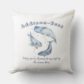 Name Blue White Whale Ocean Theme Kinderzimmer Kissen (Vorderseite)